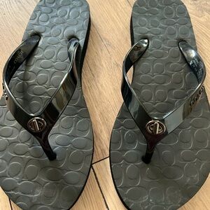 Coach Black Flip Flops Size 5/6